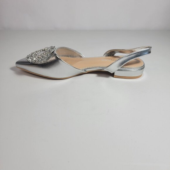 Berness Women's Silver Penee Pointy Toe Slingback Silver Flats Size 7 - Picture 8 of 12